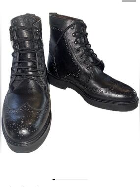 Allen Edmonds Long Branch Wing Tip Dress Boots Pebble Leather Lace Up Men’s 10.5